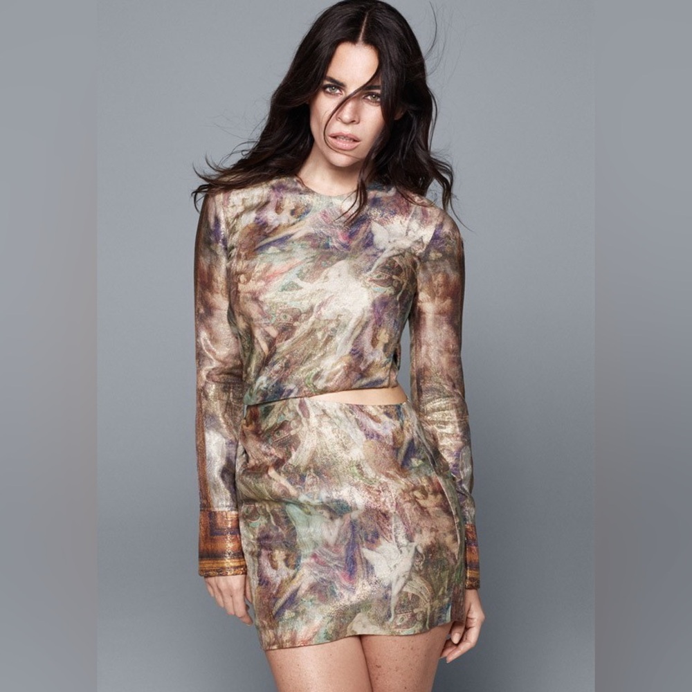 H&M Conscious Exclusive Metallic Art Print Dress | US 12